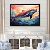 Blue Majesty dolphin in Watercolor - Dolphin Bedroom Wall Art