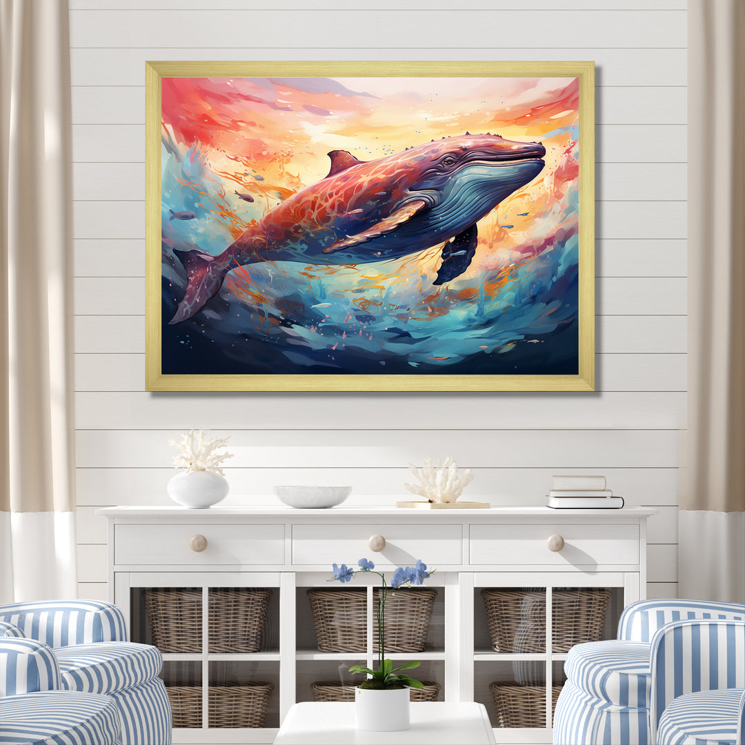 Blue Majesty dolphin in Watercolor - Dolphin Bedroom Wall Art