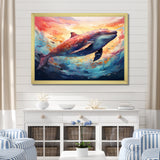 Blue Majesty dolphin in Watercolor - Dolphin Bedroom Wall Art