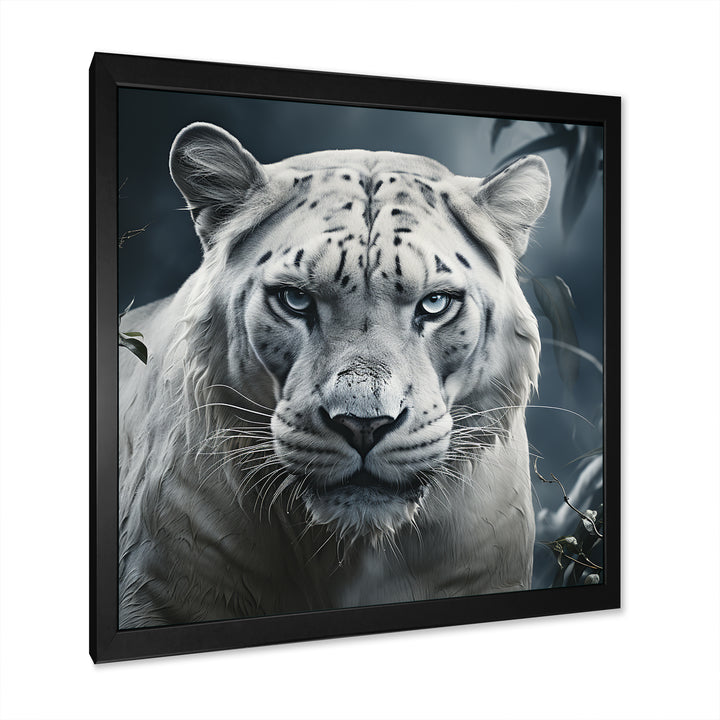 White and grey leopard in the jungle - Leopard Canvas Wall Art