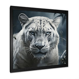 White and grey leopard in the jungle - Leopard Canvas Wall Art