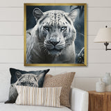 White and grey leopard in the jungle - Leopard Canvas Wall Art