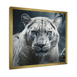 White and grey leopard in the jungle - Leopard Canvas Wall Art