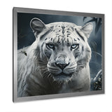 White and grey leopard in the jungle - Leopard Canvas Wall Art