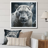 White and grey leopard in the jungle - Leopard Canvas Wall Art
