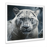 White and grey leopard in the jungle - Leopard Canvas Wall Art