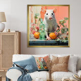 Pink curious rat fruits - Mouse Canvas Wall Art