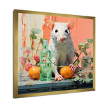 Pink curious rat fruits - Mouse Canvas Wall Art
