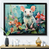 Green curious rat blooms - Mouse Wall Decor