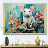 Green curious rat blooms - Mouse Wall Decor