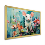 Green curious rat blooms - Mouse Wall Decor