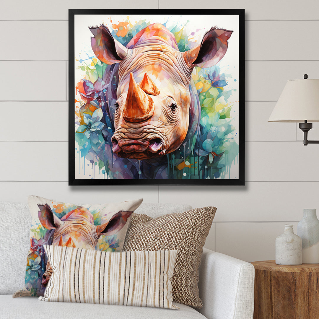 Innocent Rhino portrait - Rhinoceros Living Room Wall Art
