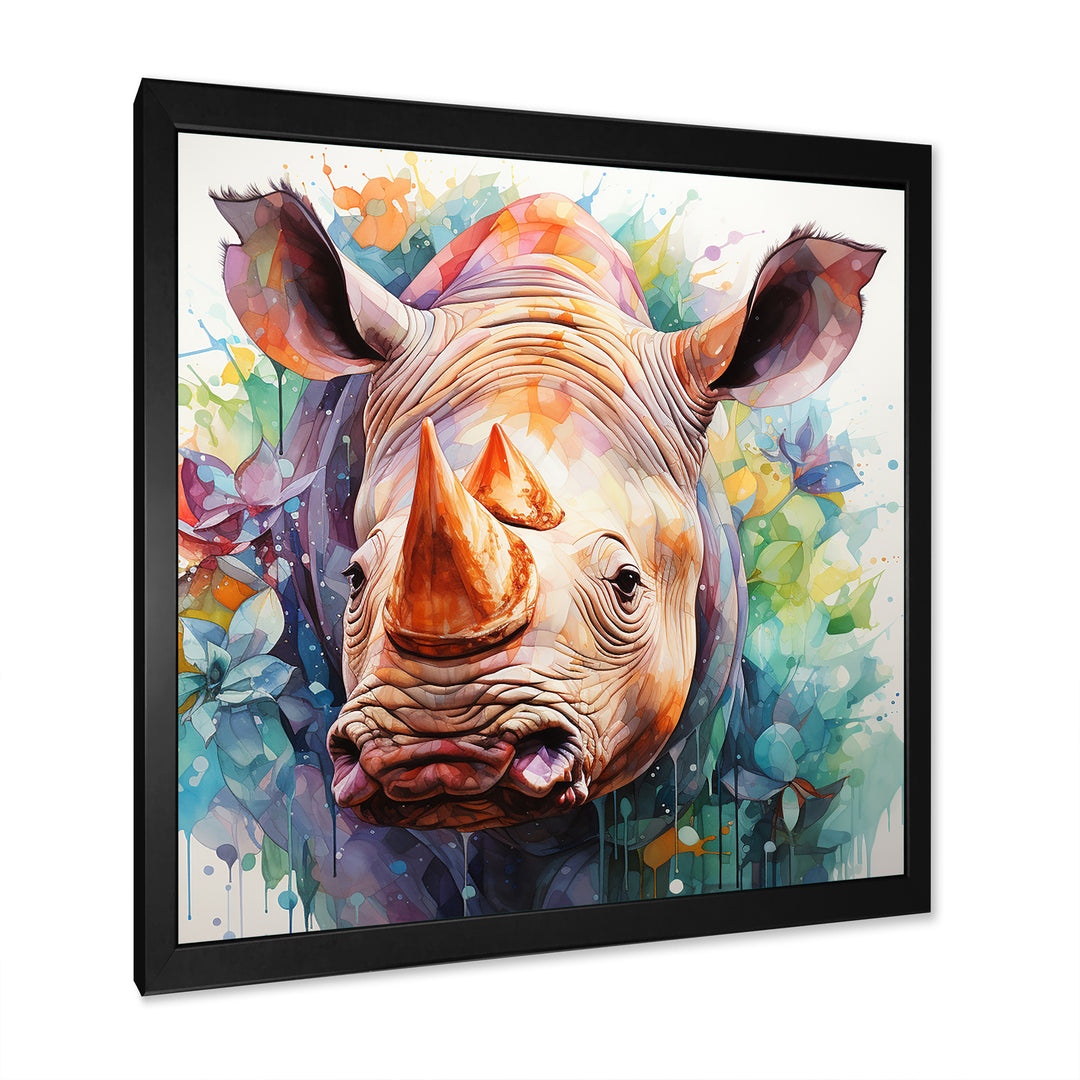 Innocent Rhino portrait - Rhinoceros Living Room Wall Art