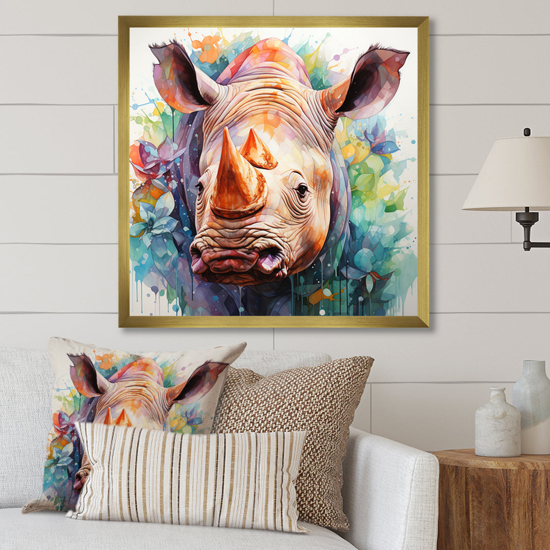 Innocent Rhino portrait - Rhinoceros Living Room Wall Art