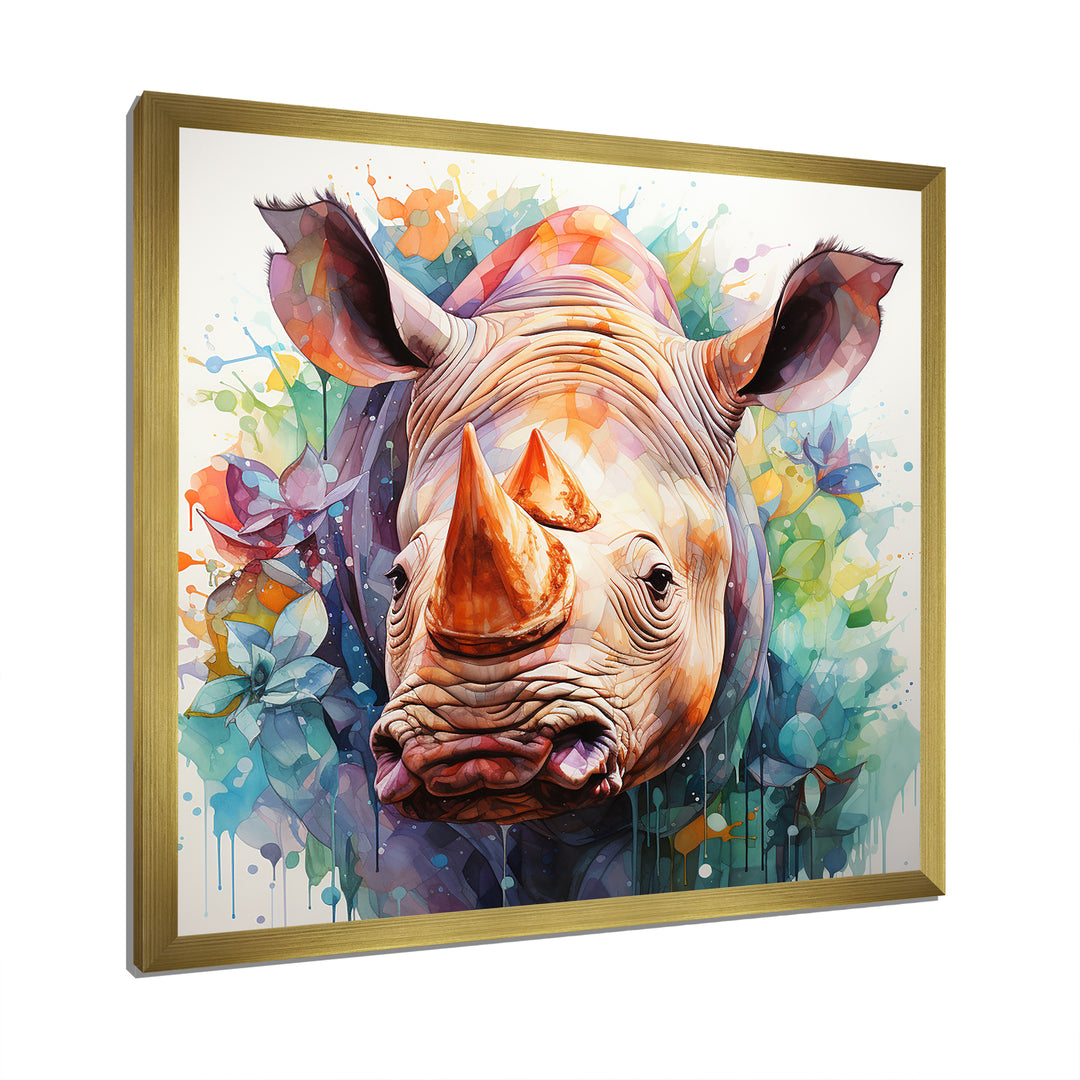 Innocent Rhino portrait - Rhinoceros Living Room Wall Art