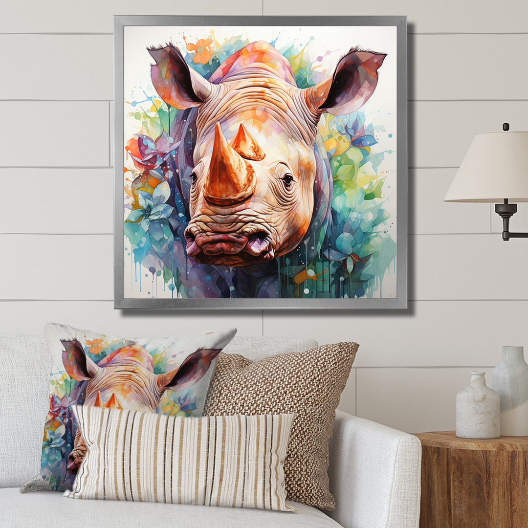 Innocent Rhino portrait - Rhinoceros Living Room Wall Art