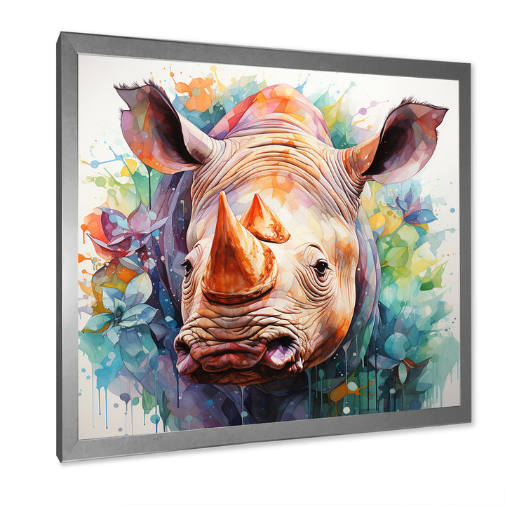 Innocent Rhino portrait - Rhinoceros Living Room Wall Art