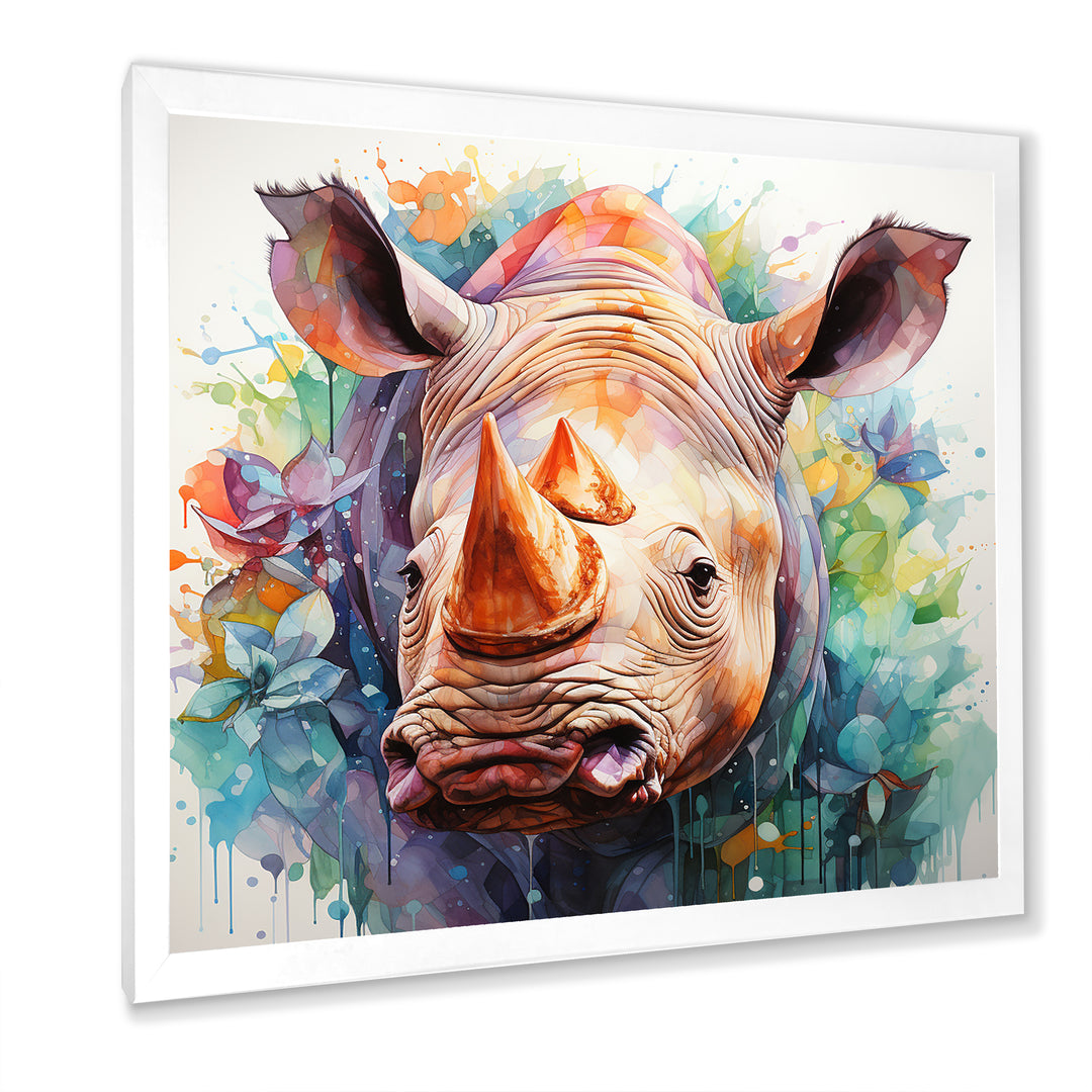 Innocent Rhino portrait - Rhinoceros Living Room Wall Art