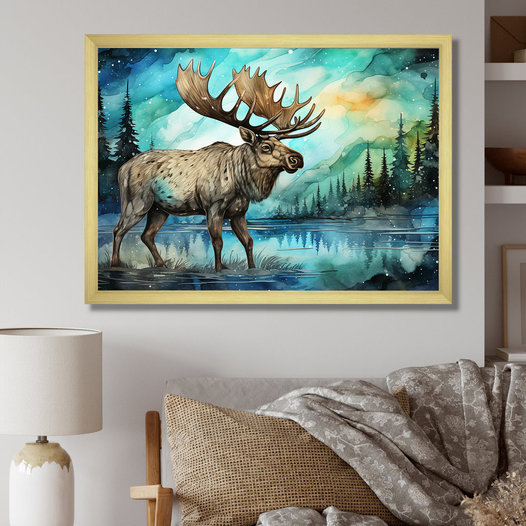 Moose morning Lake serenity - Moose Wall Decor
