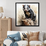 Black Playful Skunk meadows - Skunk Wall Art Prints
