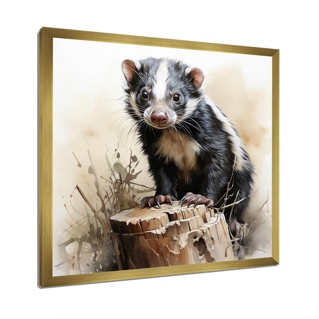 Black Playful Skunk meadows - Skunk Wall Art Prints