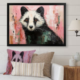 Playful black Skunk on pink - Skunk Wall Art Prints