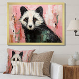 Playful black Skunk on pink - Skunk Wall Art Prints