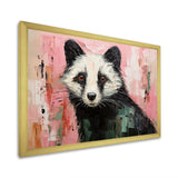 Playful black Skunk on pink - Skunk Wall Art Prints