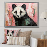 Playful black Skunk on pink - Skunk Wall Art Prints