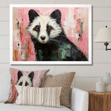 Playful black Skunk on pink - Skunk Wall Art Prints