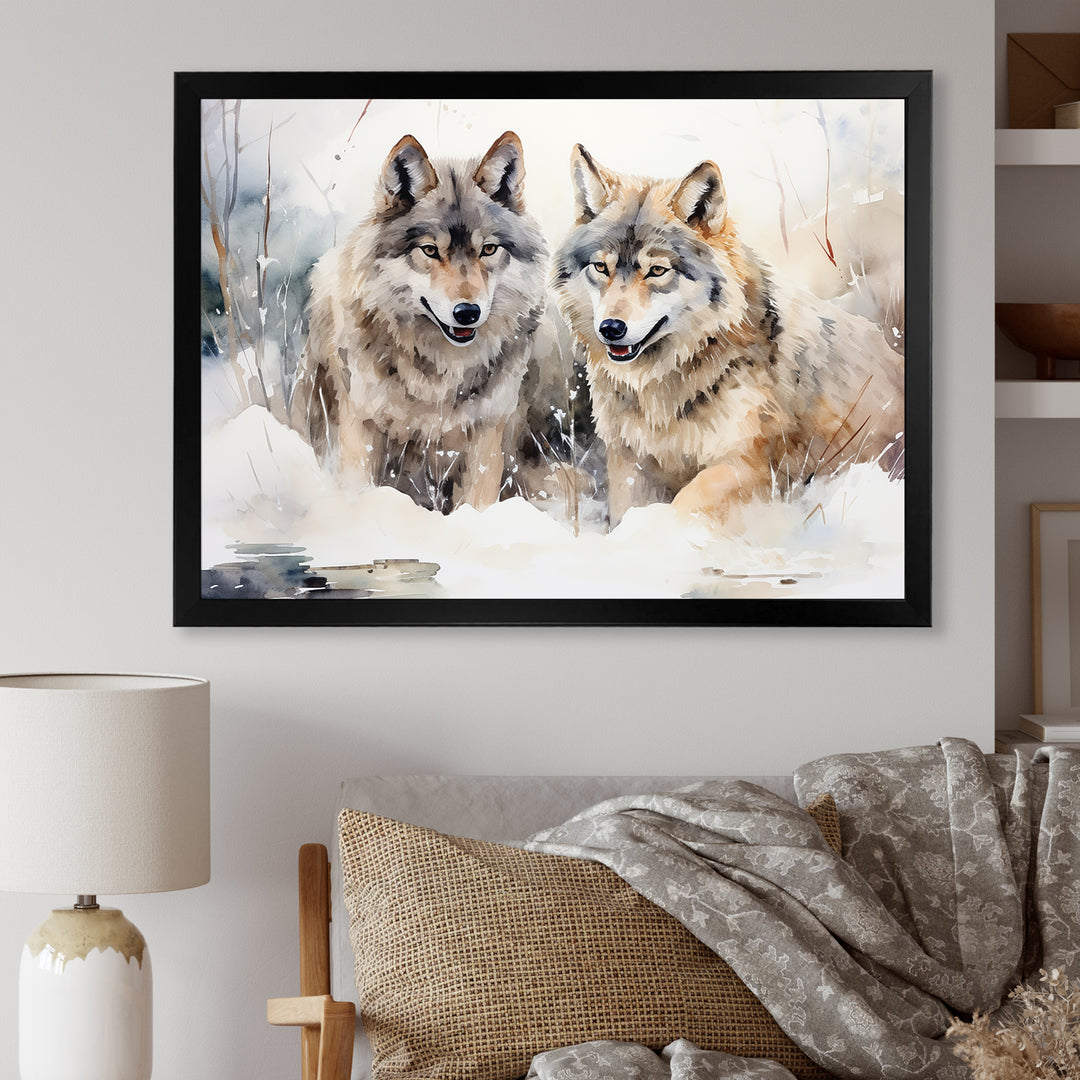 Forest Wolves in winter landscape - Wolf Canvas Wall Art