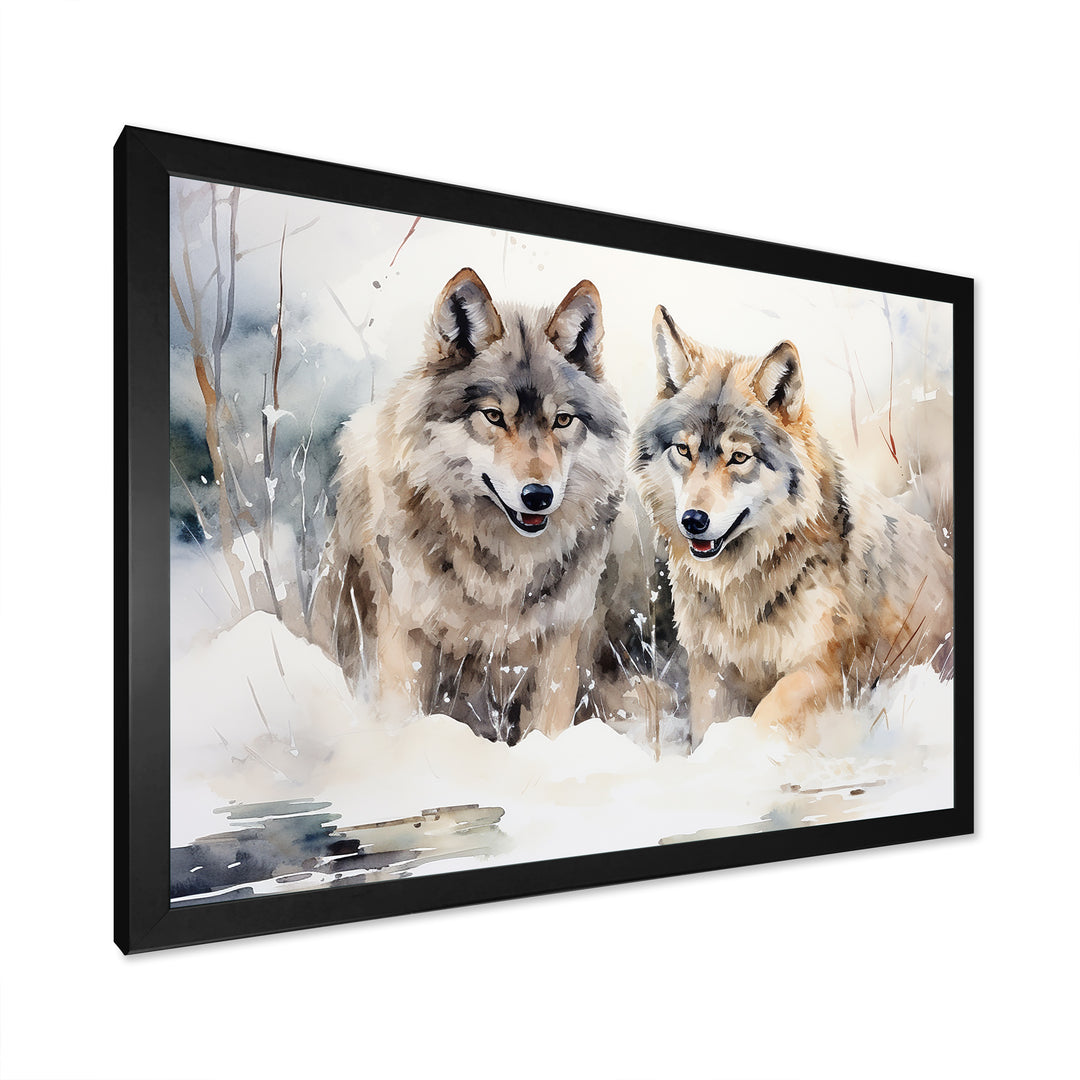 Forest Wolves in winter landscape - Wolf Canvas Wall Art