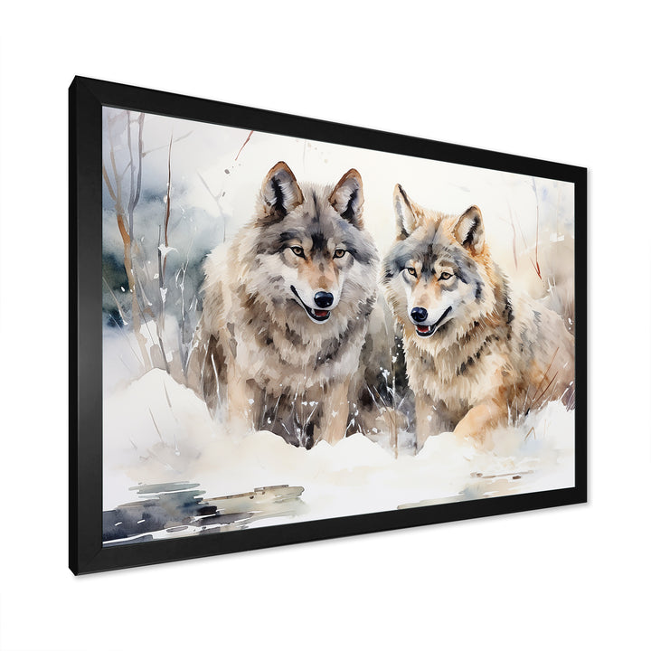 Forest Wolves in winter landscape - Wolf Canvas Wall Art
