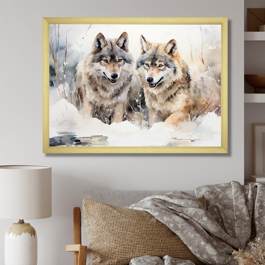 Forest Wolves in winter landscape - Wolf Canvas Wall Art