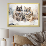 Forest Wolves in winter landscape - Wolf Canvas Wall Art