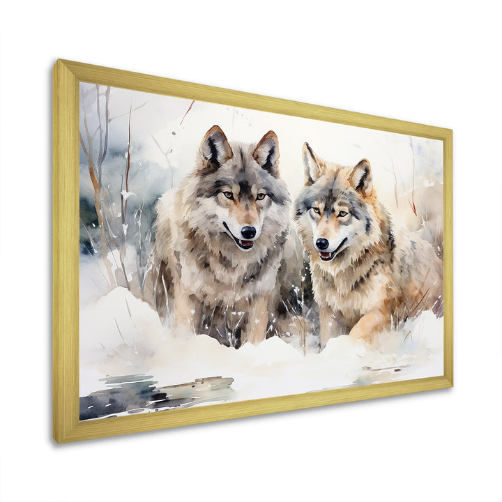 Forest Wolves in winter landscape - Wolf Canvas Wall Art