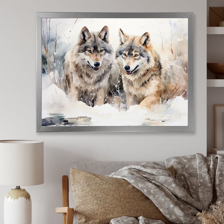 Forest Wolves in winter landscape - Wolf Canvas Wall Art