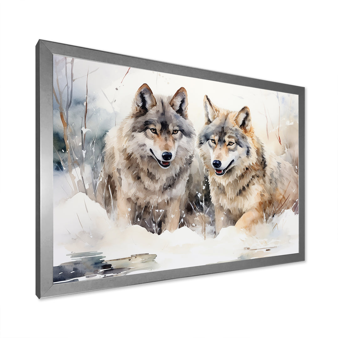 Forest Wolves in winter landscape - Wolf Canvas Wall Art