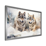 Forest Wolves in winter landscape - Wolf Canvas Wall Art