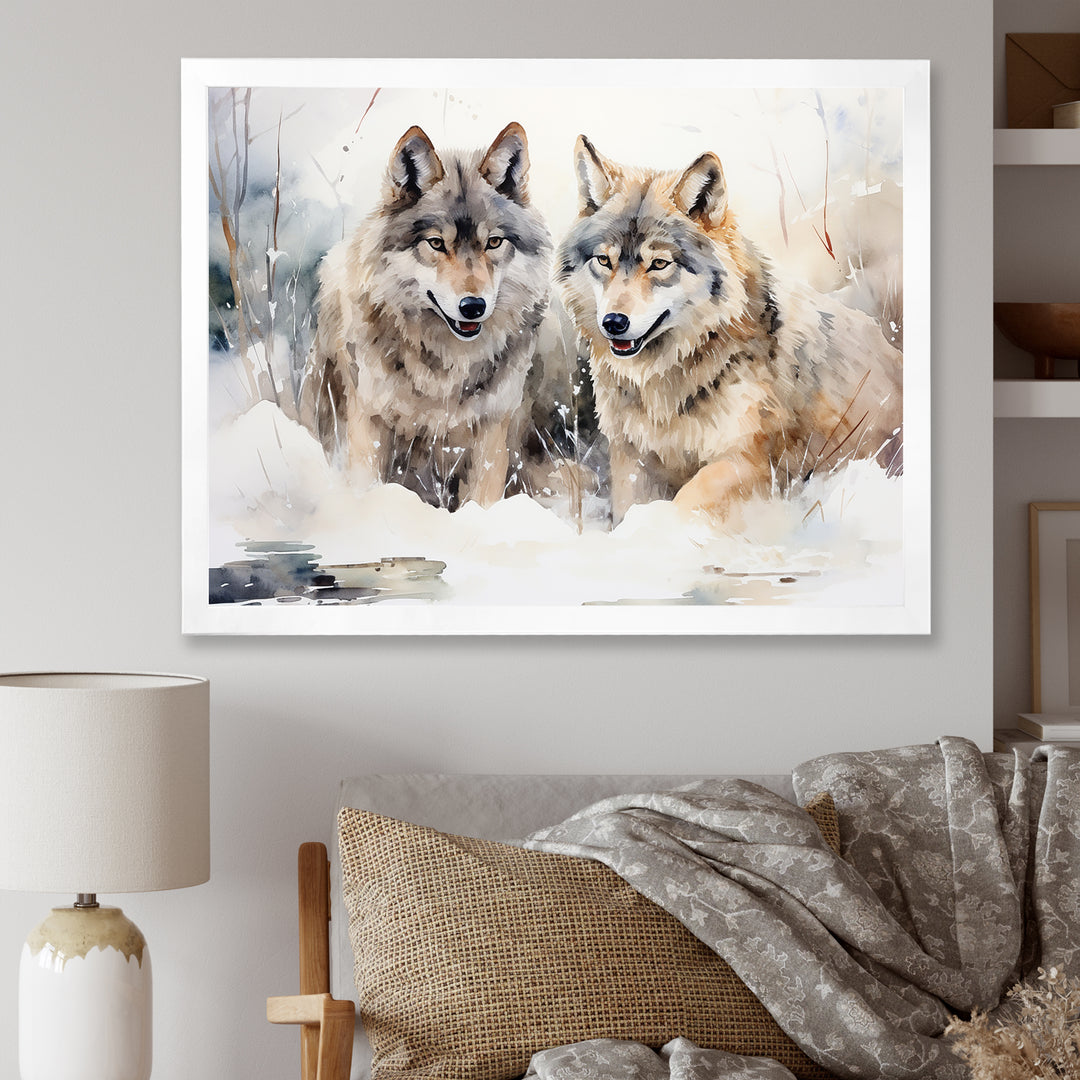 Forest Wolves in winter landscape - Wolf Canvas Wall Art