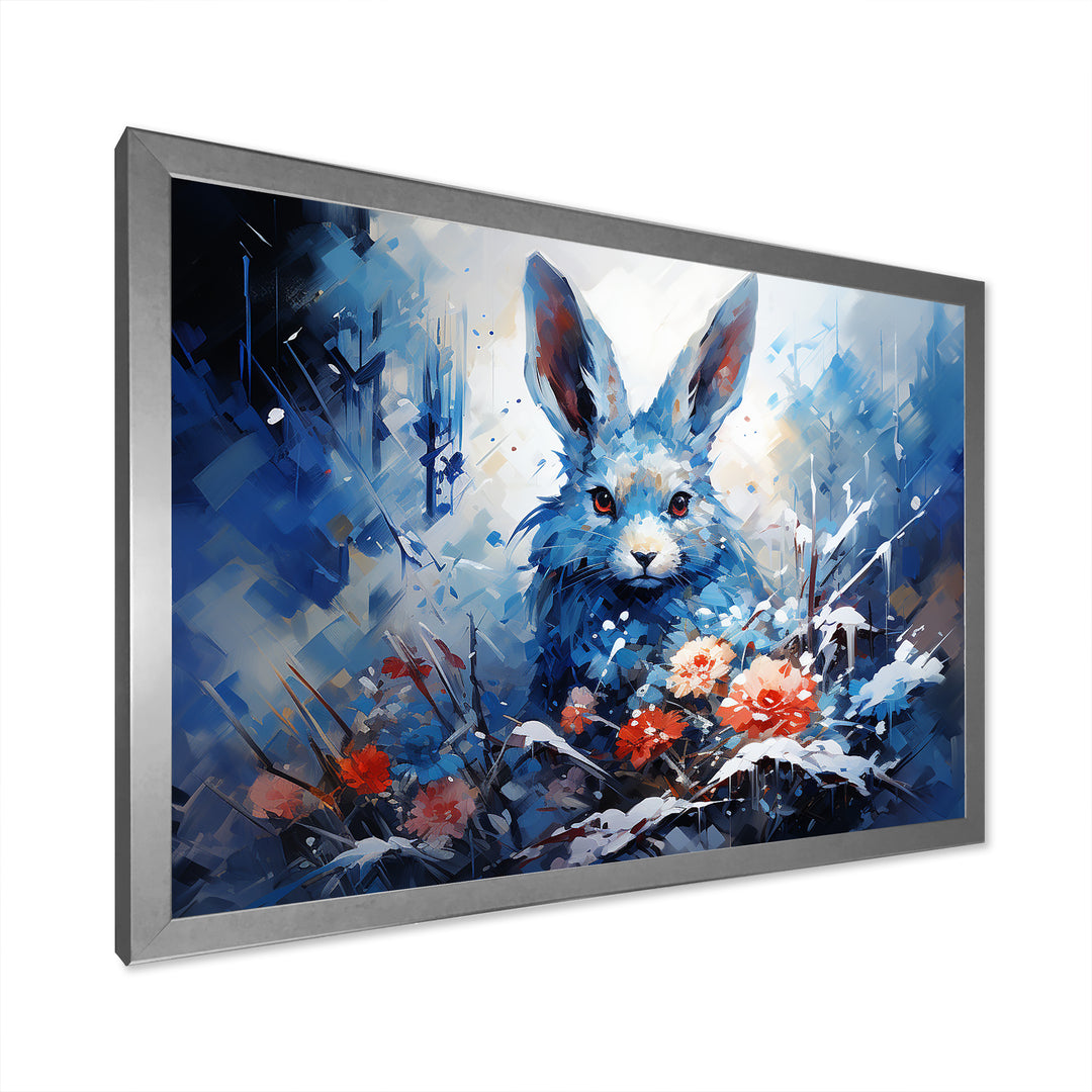 Blue Rabbit winter Solitude - Rabbit Wall Decor