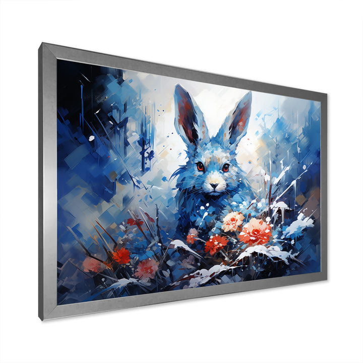 Blue Rabbit winter Solitude - Rabbit Wall Decor