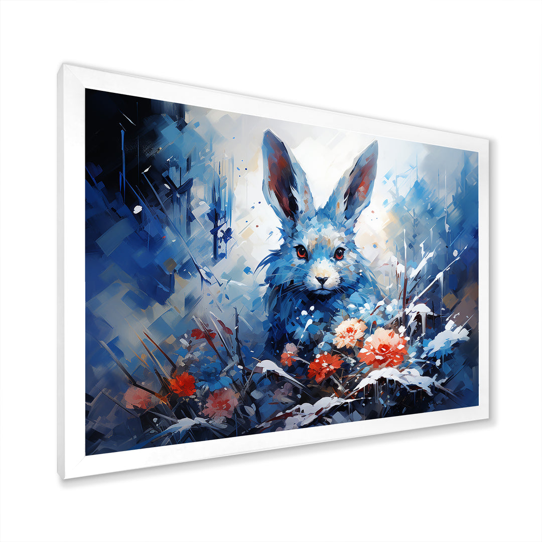 Blue Rabbit winter Solitude - Rabbit Wall Decor