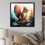 Cute squirrel in Forest - Squirrel Framed Canvas Art