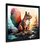 Cute squirrel in Forest - Squirrel Framed Canvas Art
