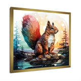 Cute squirrel in Forest - Squirrel Framed Canvas Art