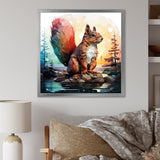 Cute squirrel in Forest - Squirrel Framed Canvas Art