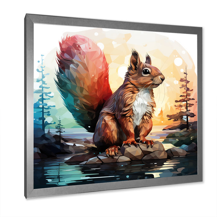 Cute squirrel in Forest - Squirrel Framed Canvas Art