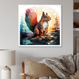 Cute squirrel in Forest - Squirrel Framed Canvas Art