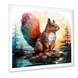 Cute squirrel in Forest - Squirrel Framed Canvas Art